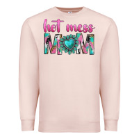 Pale Pink hot mess mom Premium Sweatshirt - texasbilliewilder