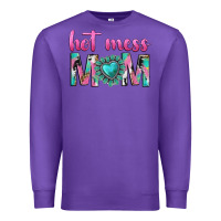 Purple hot mess mom Premium Sweatshirt - texasbilliewilder