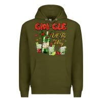 Army Green gin`gle all the way with bottle and cocktails Premium Hoodie - AdoDesignShop