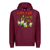 Burgundy gin`gle all the way with bottle and cocktails Premium Hoodie - AdoDesignShop