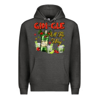 Charcoal Heather gin`gle all the way with bottle and cocktails Premium Hoodie - AdoDesignShop