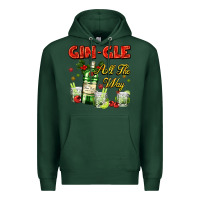 Sports Green gin`gle all the way with bottle and cocktails Premium Hoodie - AdoDesignShop