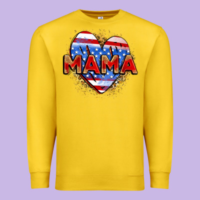 American Mama Heart Premium Sweatshirt Designed By Zillion Design Studio