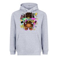 Heather Grey 90s afro messy bun Heavyweight Hoodie - texasbilliewilder