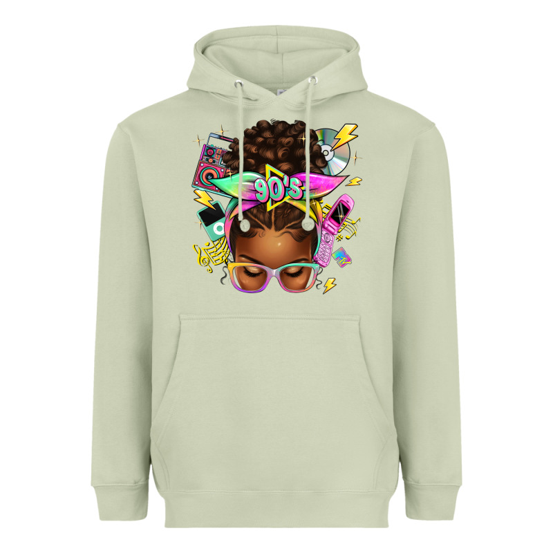 90s Afro Messy Bun Heavyweight Hoodie by texasbilliewilder | Teevron