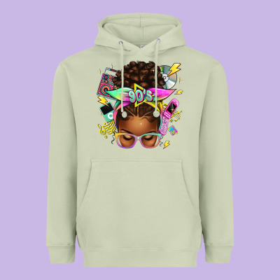 Heavyweight Hoodie 90s afro messy bun