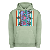 Pigment Oil Green groovy with flowers and Butterflies Urban Hoodie - Artiststas