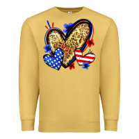 Antique Gold American flag heart leopard Premium Sweatshirt - Zillion Design Studio