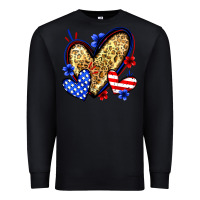 Black American flag heart leopard Premium Sweatshirt - Zillion Design Studio