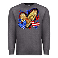 Charcoal Heather American flag heart leopard Premium Sweatshirt - Zillion Design Studio