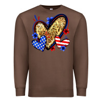 Chestnut American flag heart leopard Premium Sweatshirt - Zillion Design Studio