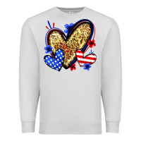 Dove Grey American flag heart leopard Premium Sweatshirt - Zillion Design Studio