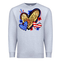 Heather Grey American flag heart leopard Premium Sweatshirt - Zillion Design Studio