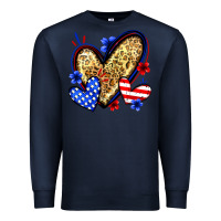 Navy American flag heart leopard Premium Sweatshirt - Zillion Design Studio