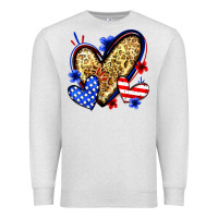 Oatmeal Heather American flag heart leopard Premium Sweatshirt - Zillion Design Studio