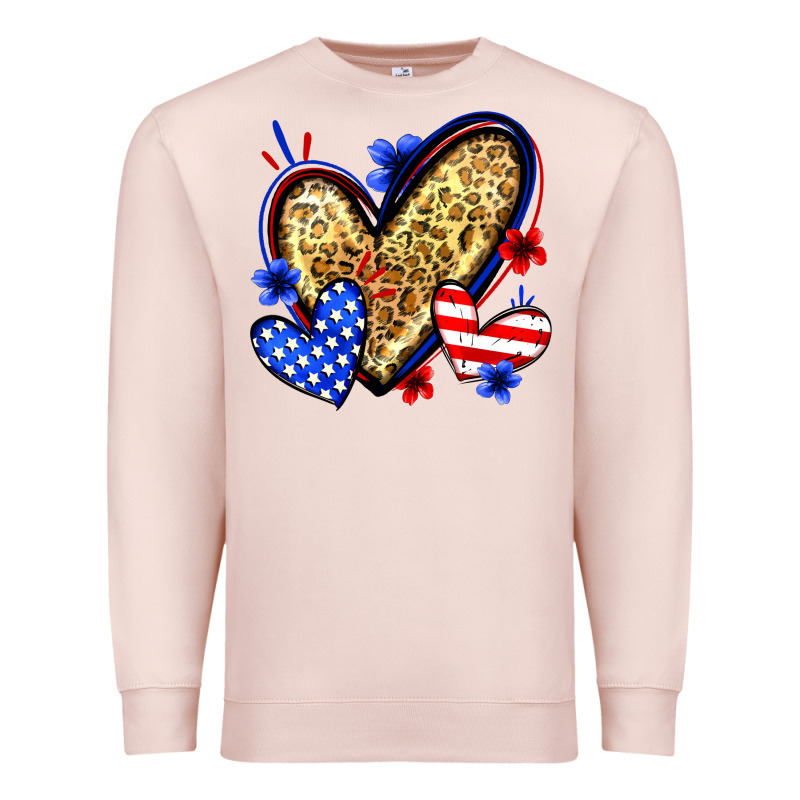 American Flag Heart Leopard Premium Sweatshirt by Zillion Design Studio | Teevron