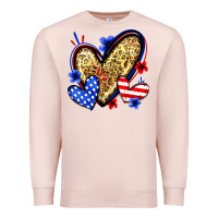 Pale Pink American flag heart leopard Premium Sweatshirt - Zillion Design Studio