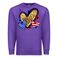 Purple American flag heart leopard Premium Sweatshirt - Zillion Design Studio