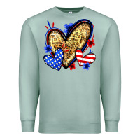Seafoam American flag heart leopard Premium Sweatshirt - Zillion Design Studio