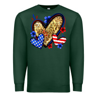 Sports Green American flag heart leopard Premium Sweatshirt - Zillion Design Studio