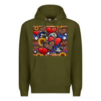 Army Green 4th of july american hearts Premium Hoodie - Jasminsmagicworld