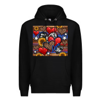 Black 4th of july american hearts Premium Hoodie - Jasminsmagicworld