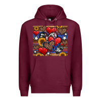 Burgundy 4th of july american hearts Premium Hoodie - Jasminsmagicworld