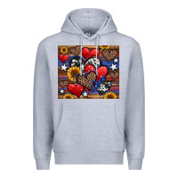 Heather Grey 4th of july american hearts Premium Hoodie - Jasminsmagicworld