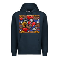 Navy 4th of july american hearts Premium Hoodie - Jasminsmagicworld
