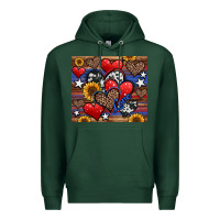 Sports Green 4th of july american hearts Premium Hoodie - Jasminsmagicworld