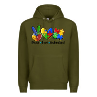 Army Green peace love  cure Premium Hoodie - AdoDesignShop