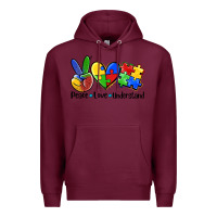 Burgundy peace love  cure Premium Hoodie - AdoDesignShop