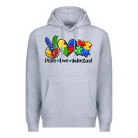 Heather Grey peace love  cure Premium Hoodie - AdoDesignShop