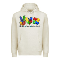Oatmeal Heather peace love  cure Premium Hoodie - AdoDesignShop