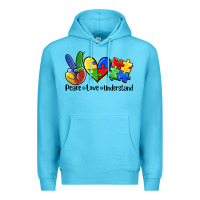 Ocean Blue peace love  cure Premium Hoodie - AdoDesignShop