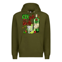 Army Green gin`gle bells with bottle and cocktail Premium Hoodie - AdoDesignShop