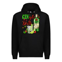 Black gin`gle bells with bottle and cocktail Premium Hoodie - AdoDesignShop