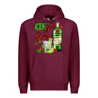 Burgundy gin`gle bells with bottle and cocktail Premium Hoodie - AdoDesignShop