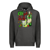 Charcoal Heather gin`gle bells with bottle and cocktail Premium Hoodie - AdoDesignShop