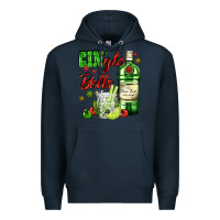 Navy gin`gle bells with bottle and cocktail Premium Hoodie - AdoDesignShop