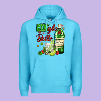 Gin`gle Bells With Bottle And Cocktail Premium Hoodie Designed By Adodesignshop