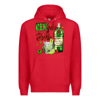 Red gin`gle bells with bottle and cocktail Premium Hoodie - AdoDesignShop