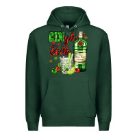 Sports Green gin`gle bells with bottle and cocktail Premium Hoodie - AdoDesignShop