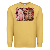 Antique Gold all i want for christmas is a pig sitting pig Premium Sweatshirt - RanaPortraitStore