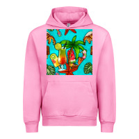 Fuchsia Pink summer drinks and ice cream Urban Hoodie - BundleAndBundleShop