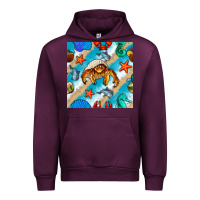 Mauve Wine sea animals Urban Hoodie - BundleAndBundleShop