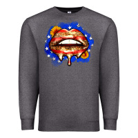 Charcoal Heather leopard american flag lips Premium Sweatshirt - Zillion Design Studio