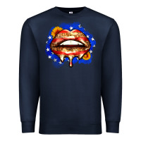 Navy leopard american flag lips Premium Sweatshirt - Zillion Design Studio