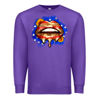Purple leopard american flag lips Premium Sweatshirt - Zillion Design Studio