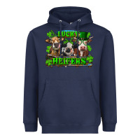 Navy St Patricks Day Lucky Heifers Heavyweight Hoodie - RanaPortraitStore